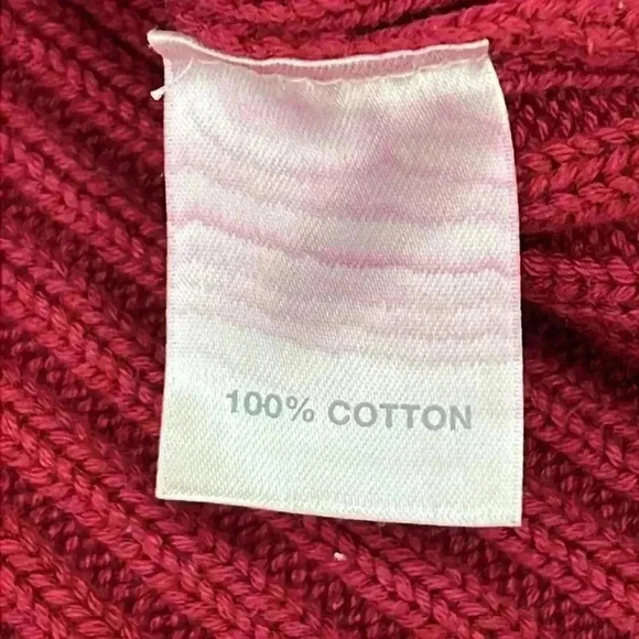Preview International Women's Cardigan Sweater XL Red Zip-Up Ribbed Cotton Knit - Picture 10 of 11